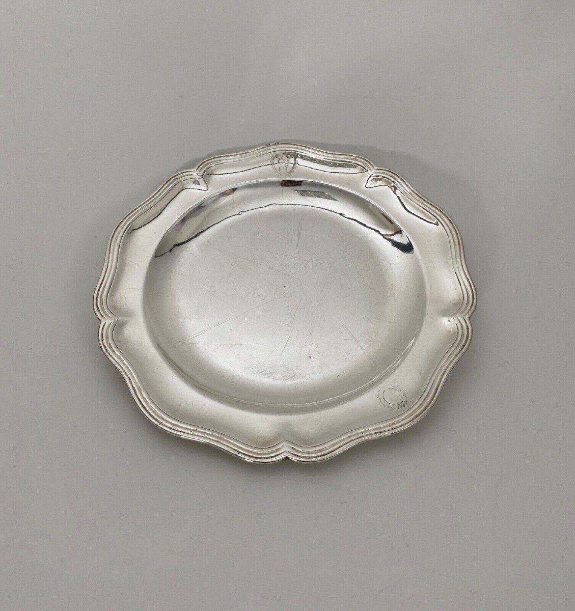 Solid Silver Dish, 18th Century Filet Model, Monogram And Farmers General Hallmarks-photo-1