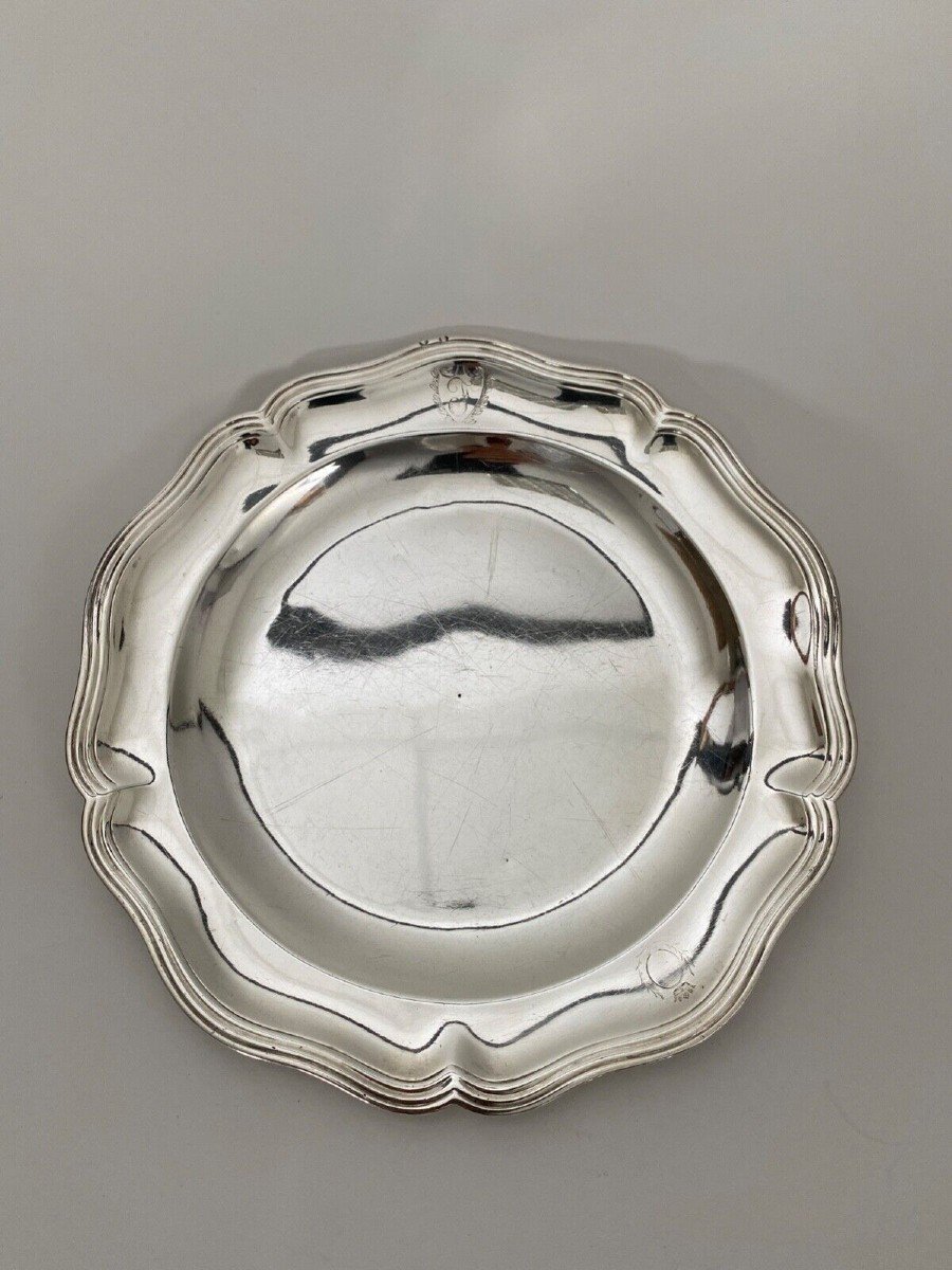 Solid Silver Dish, 18th Century Filet Model, Monogram And Farmers General Hallmarks
