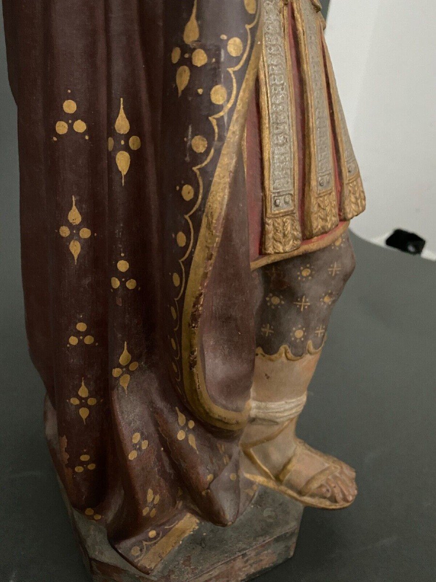 19th Century Polychrome Terracotta Statue Representing A Roman Soldier-photo-7