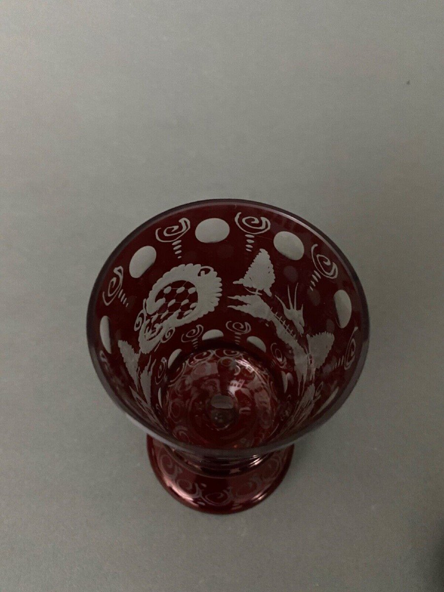 Drageoir vase couvert calice en cristal de Bohême XXe avec couvercle-photo-4