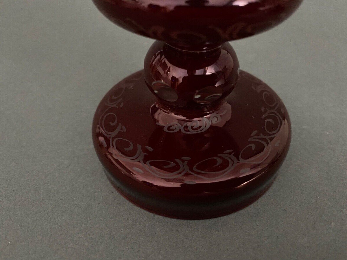 Drageoir vase couvert calice en cristal de Bohême XXe avec couvercle-photo-3