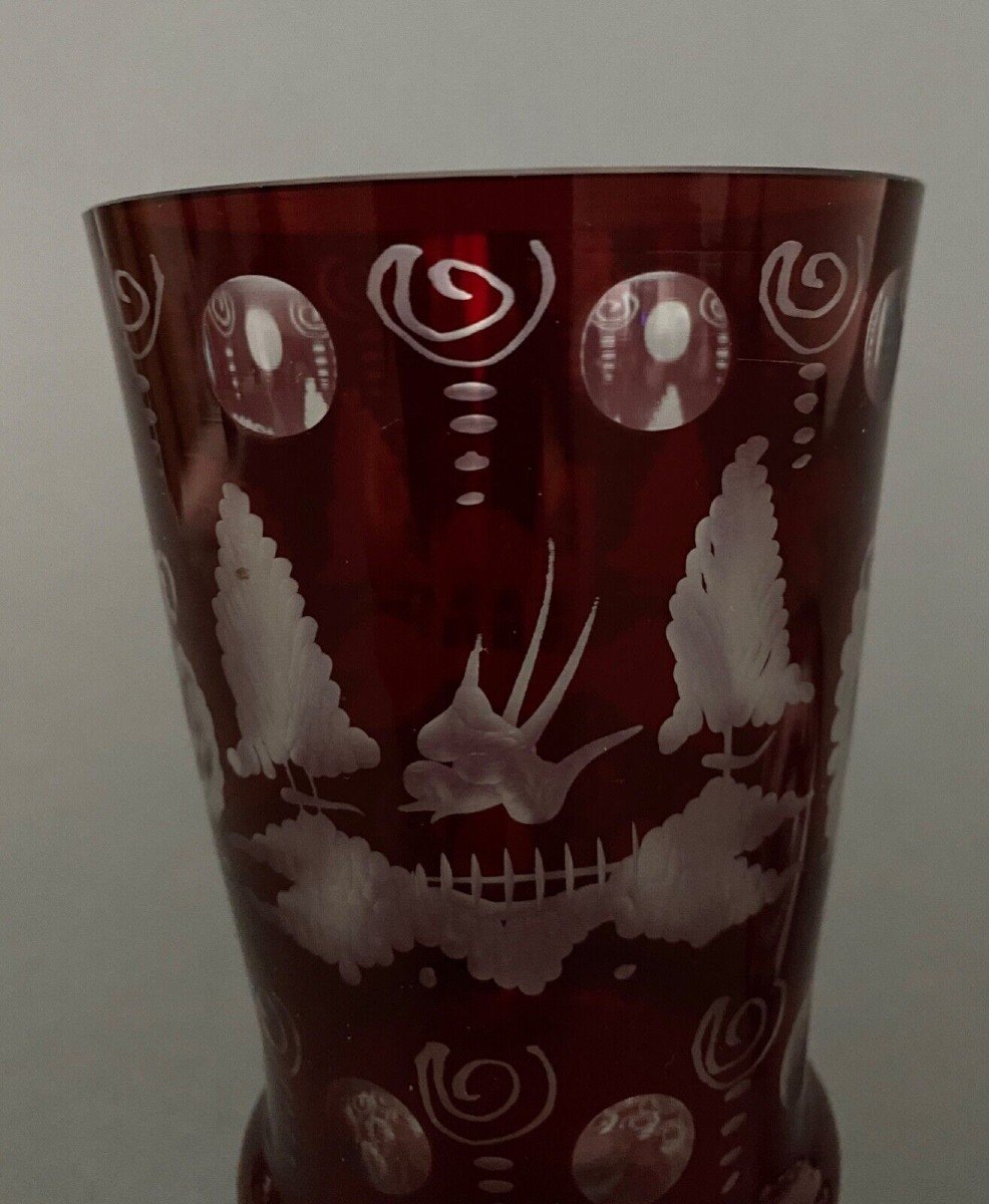 Drageoir vase couvert calice en cristal de Bohême XXe avec couvercle-photo-4