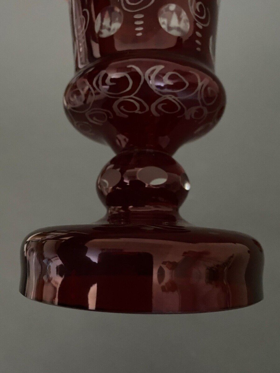Drageoir vase couvert calice en cristal de Bohême XXe avec couvercle-photo-7