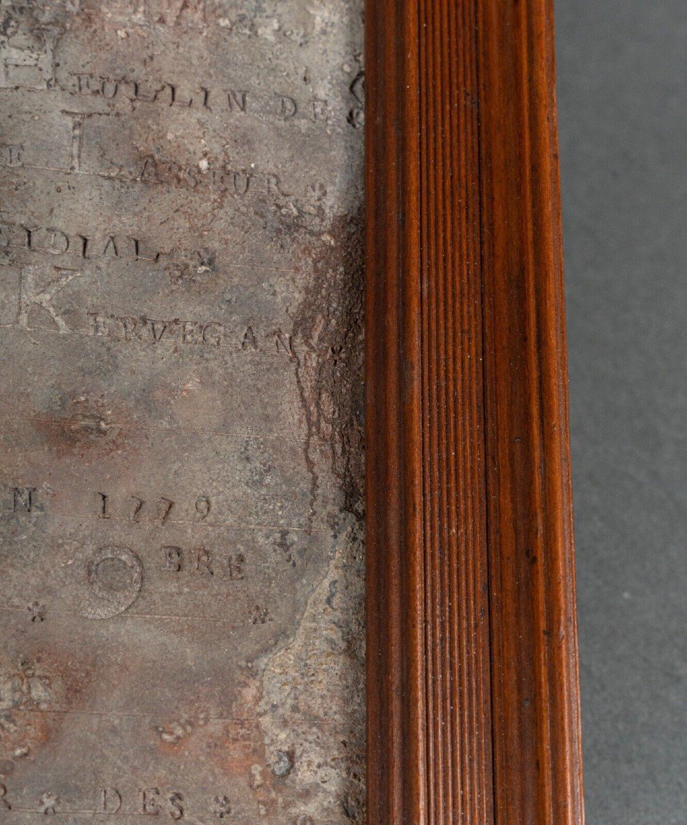 Pierre gravée ardoise datée de 1779 ornementée de noms de donateurs-photo-4