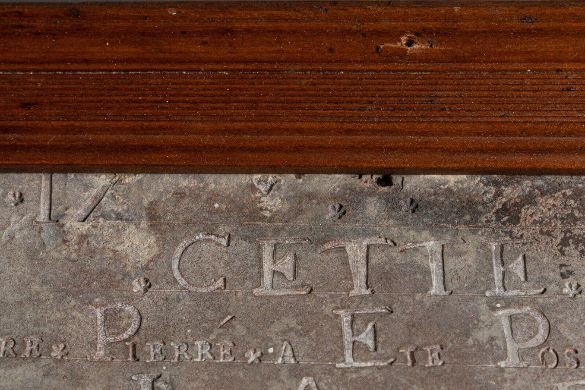 Pierre gravée ardoise datée de 1779 ornementée de noms de donateurs-photo-5