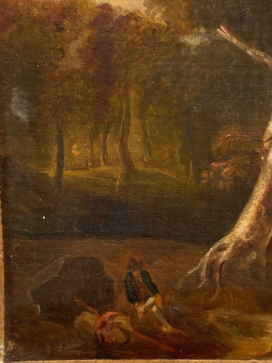 Oil On Canvas French School Early 19th Century Palmette Undergrowth-photo-4