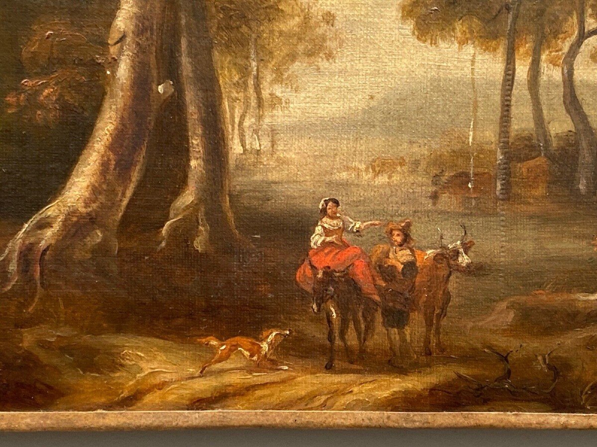 Oil On Canvas French School Early 19th Century Palmette Undergrowth-photo-1