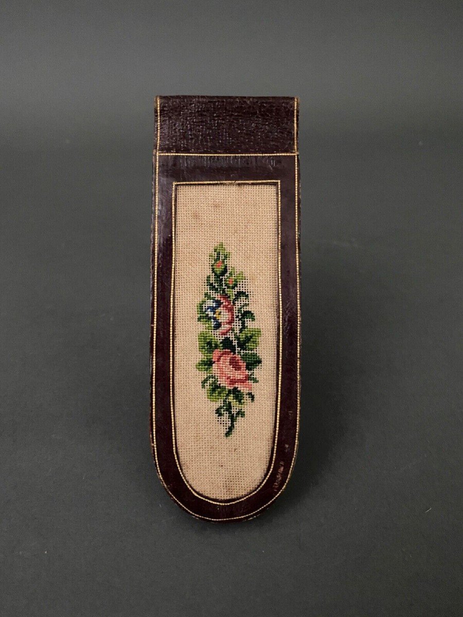 Rare Iron-stamped Leather Message Case With Floral Decoration, Late 18th Century-photo-2
