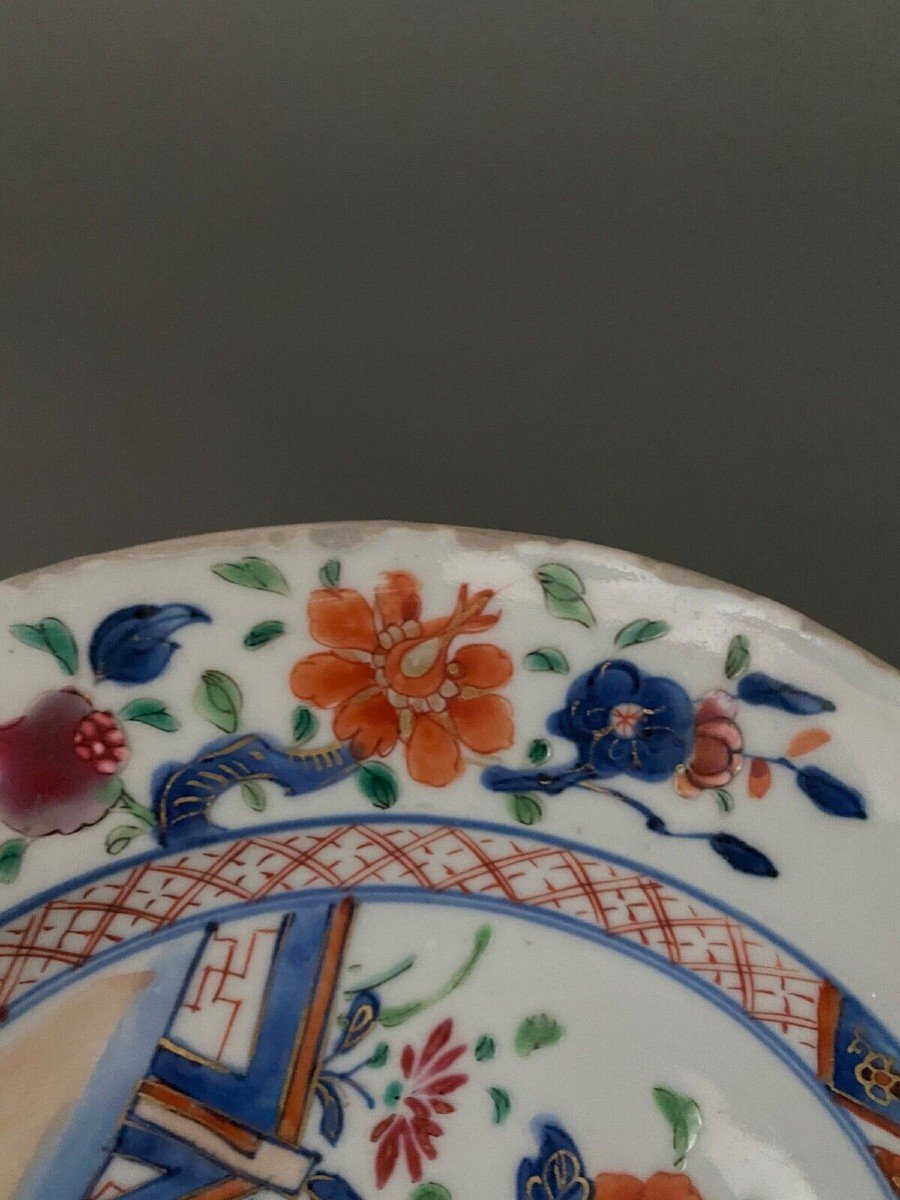 Flat Plate In Imari Porcelain Japan 19th Century Floral Decoration-photo-4