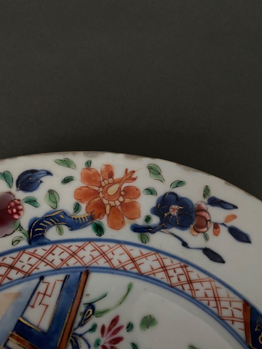 Flat Plate In Imari Porcelain Japan 19th Century Floral Decoration-photo-3