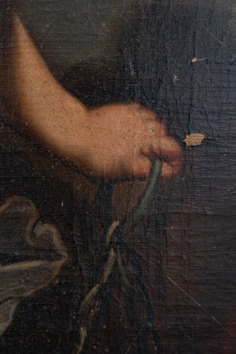 Huile sur toile reprise de Guido Reni Archange saint Michel XVIIIe-photo-1