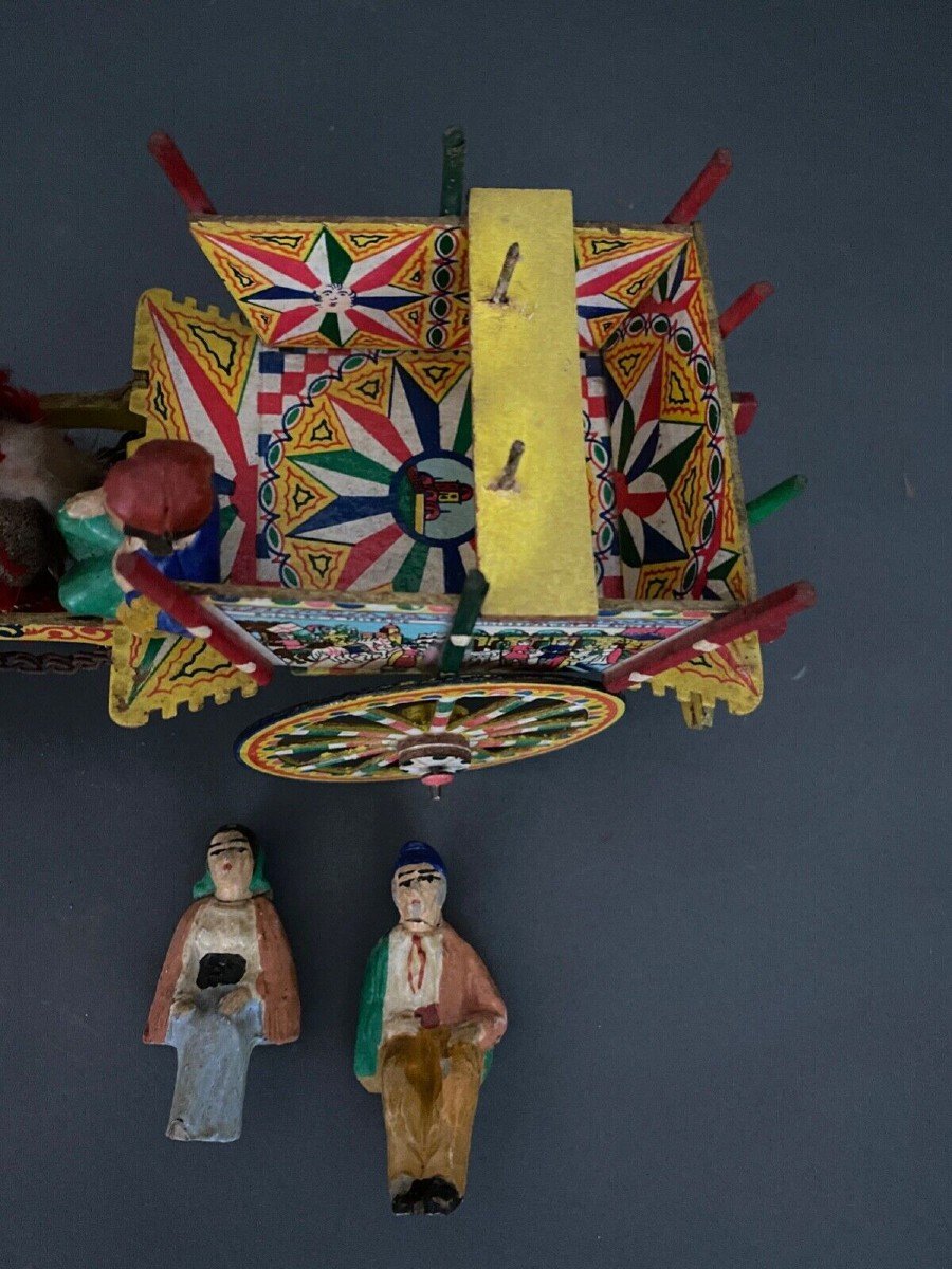 Sicilian Folk Cart In Papier-mâché Early 20th Century-photo-8