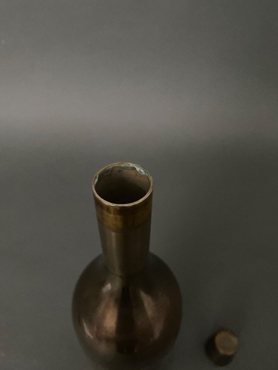 Italian Modernist Bottle Shaker Gold Metal 1970 Strainer-photo-1