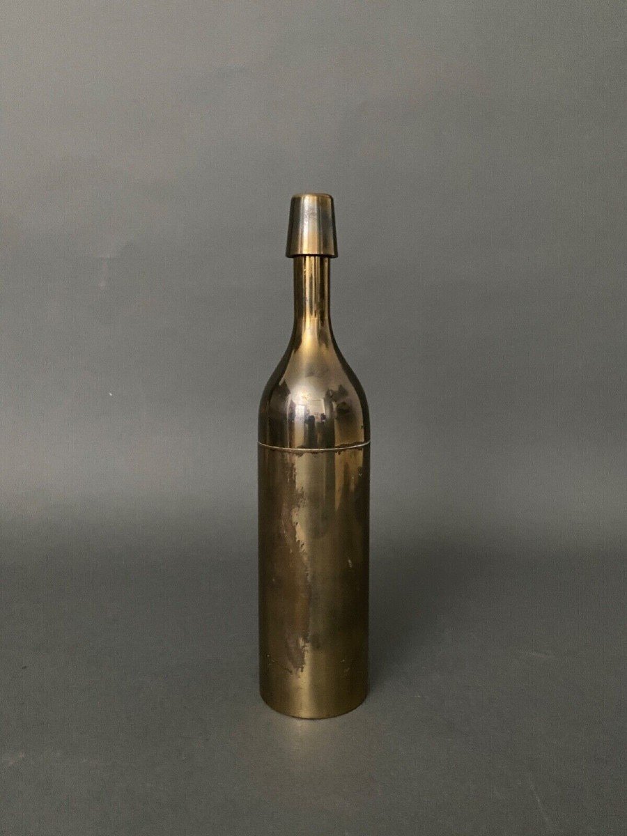Italian Modernist Bottle Shaker Gold Metal 1970 Strainer