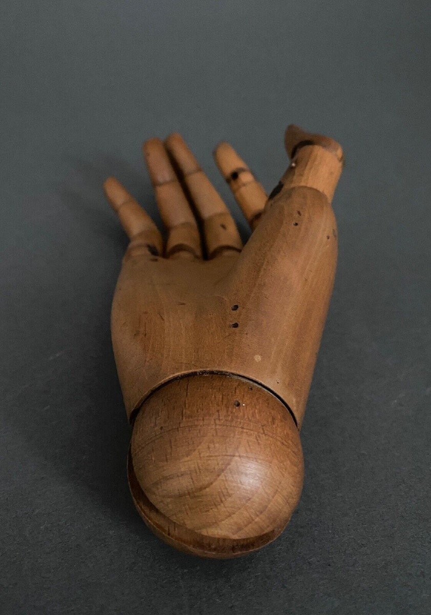 Articulated Wooden Painter's Hand, Early 20th Century-photo-4