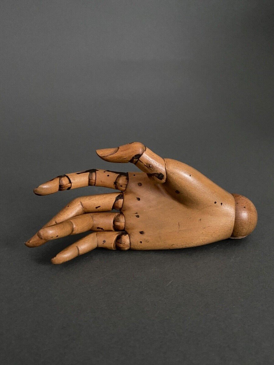 Articulated Wooden Painter's Hand, Early 20th Century-photo-4