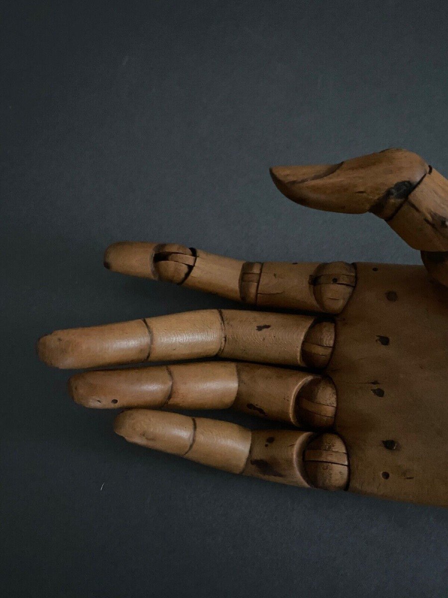 Articulated Wooden Painter's Hand, Early 20th Century-photo-5