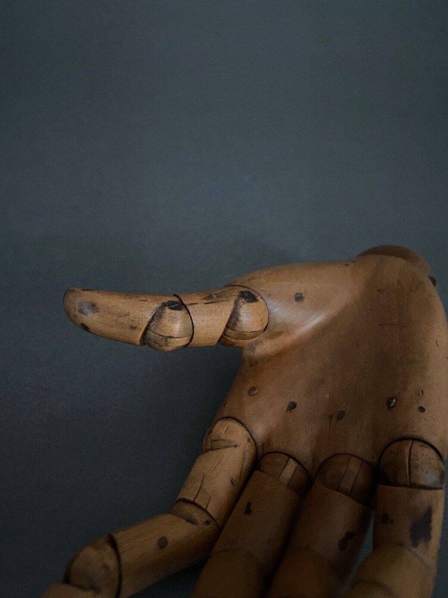 Articulated Wooden Painter's Hand, Early 20th Century-photo-6