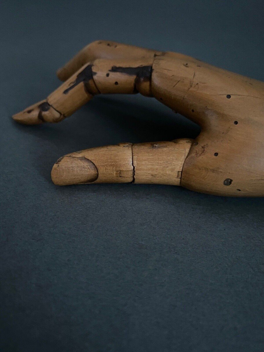 Articulated Wooden Painter's Hand, Early 20th Century-photo-7
