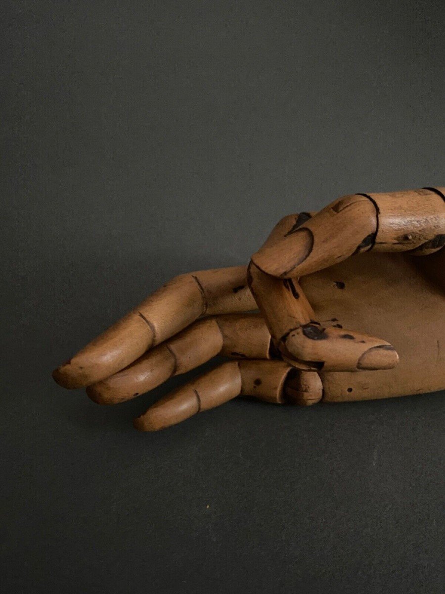 Articulated Wooden Painter's Hand, Early 20th Century-photo-8