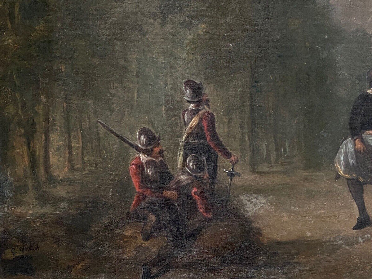 Oil On Canvas By G. Vermot 19th 1830 Renaissance Battle-photo-4