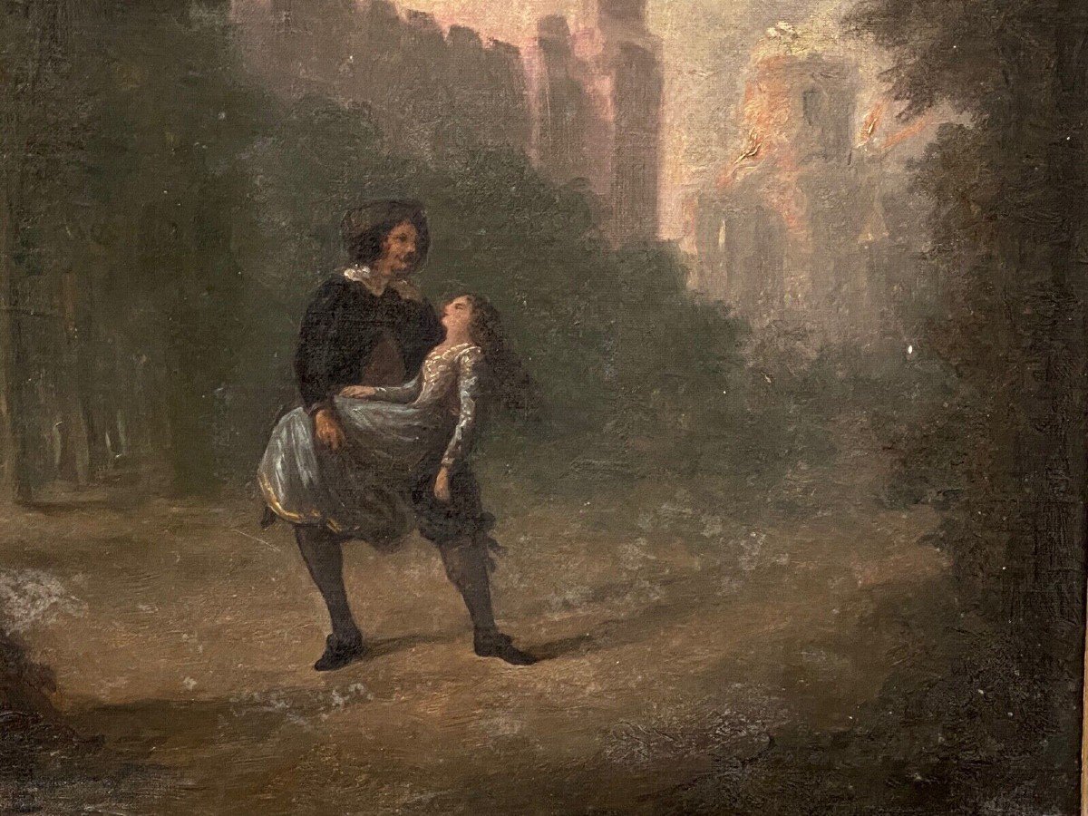 Oil On Canvas By G. Vermot 19th 1830 Renaissance Battle-photo-1