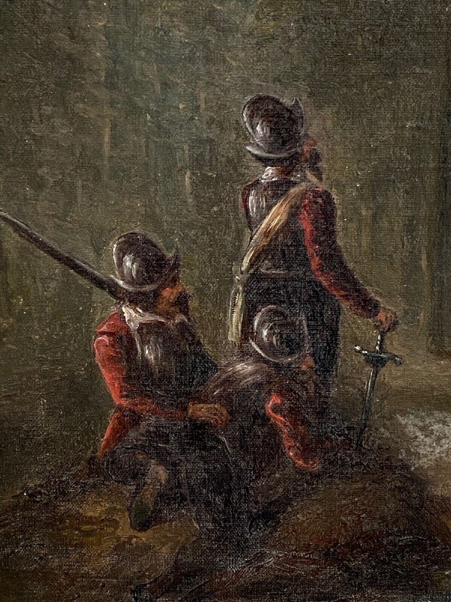 Oil On Canvas By G. Vermot 19th 1830 Renaissance Battle-photo-3