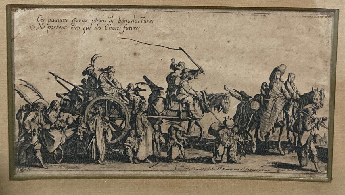 Engraving Jacques Callot The Bohemians On A Trip These Poor Gueux 18th Century-photo-2