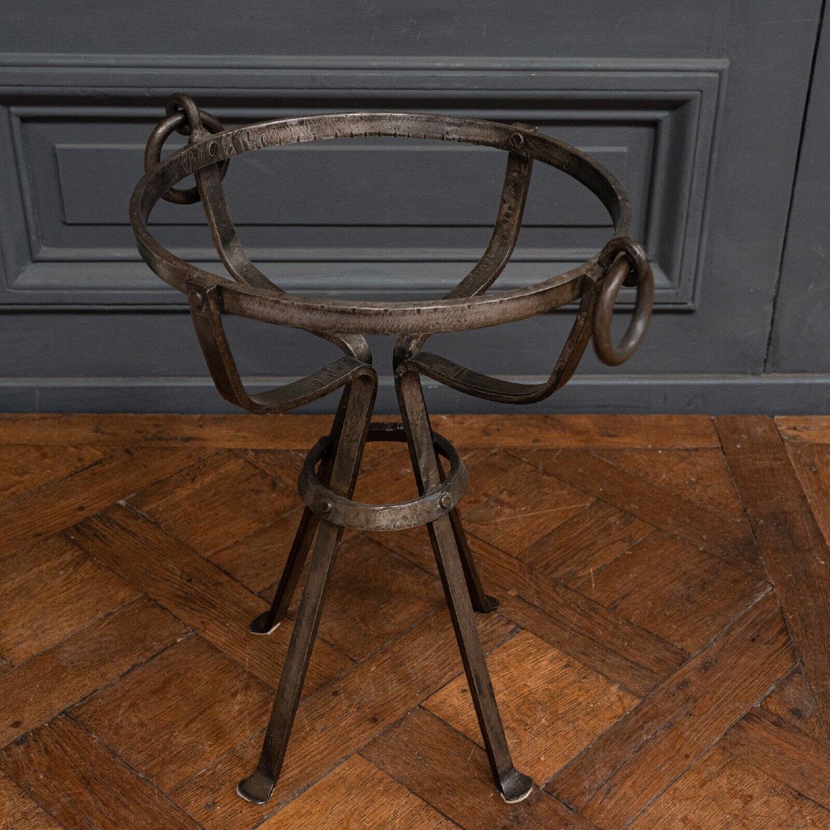 4-legged Ironwork Pedestal Table In The Style Of Adnet-photo-2