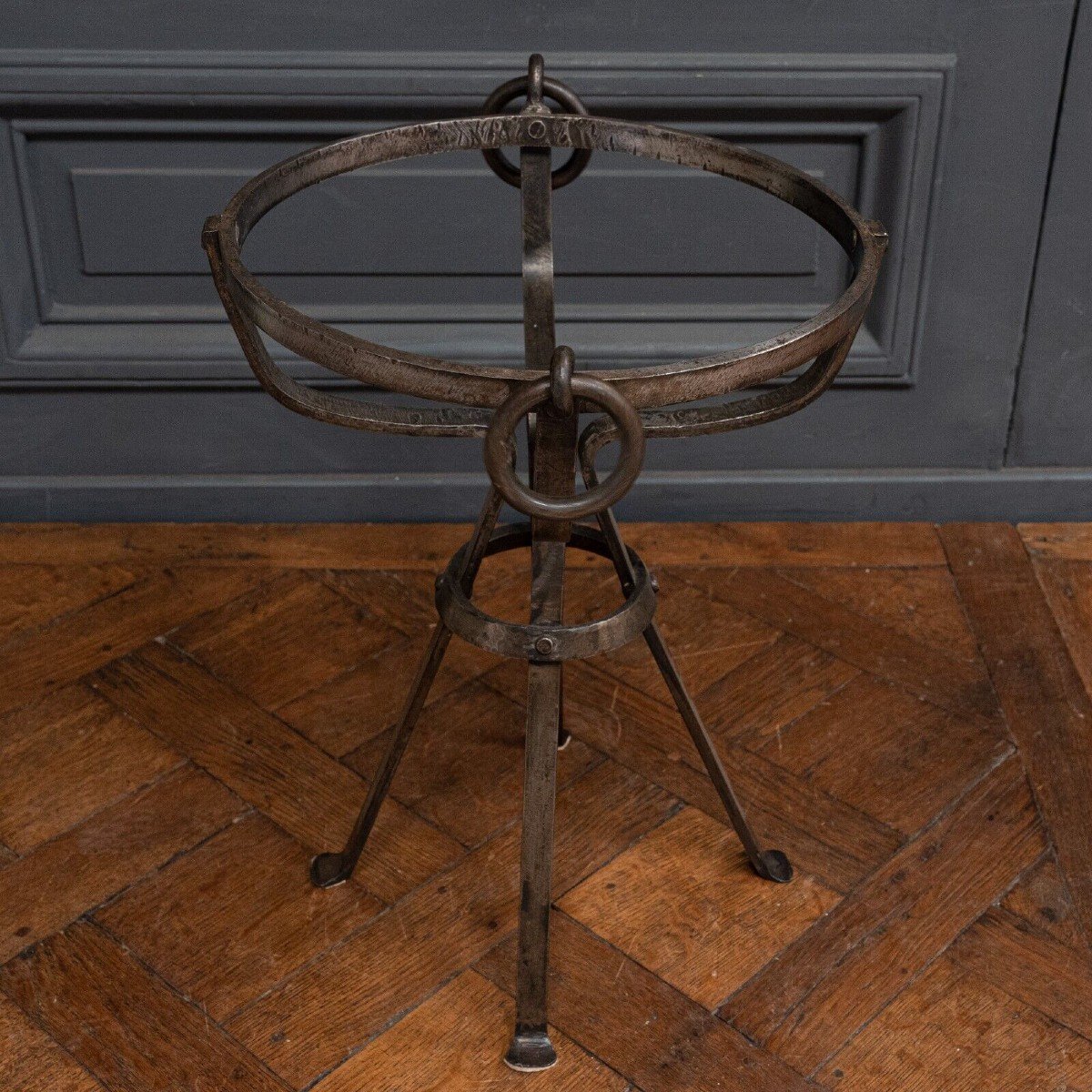 4-legged Ironwork Pedestal Table In The Style Of Adnet-photo-3