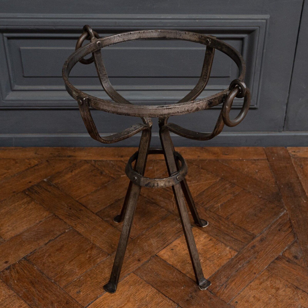 4-legged Ironwork Pedestal Table In The Style Of Adnet-photo-1
