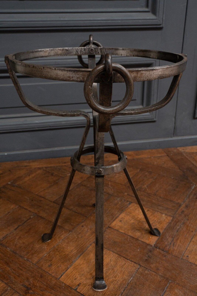 4-legged Ironwork Pedestal Table In The Style Of Adnet-photo-4