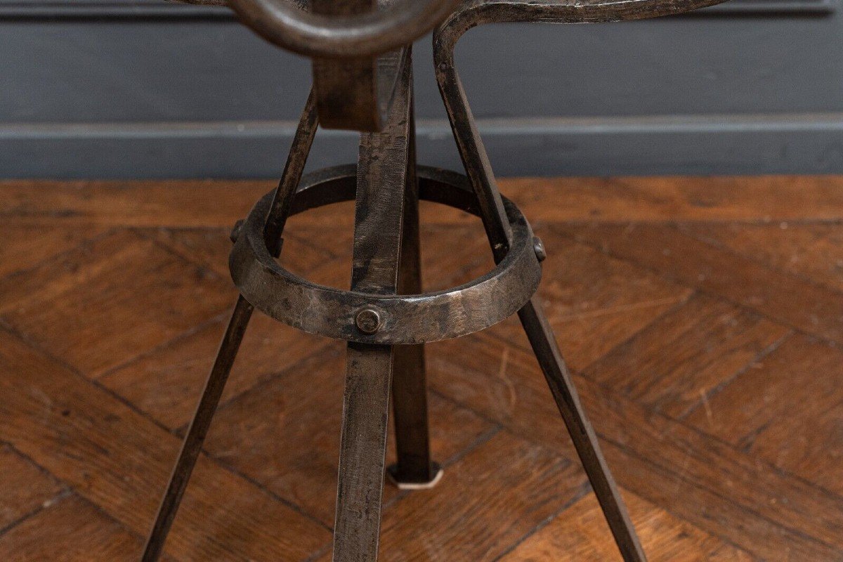 4-legged Ironwork Pedestal Table In The Style Of Adnet-photo-5
