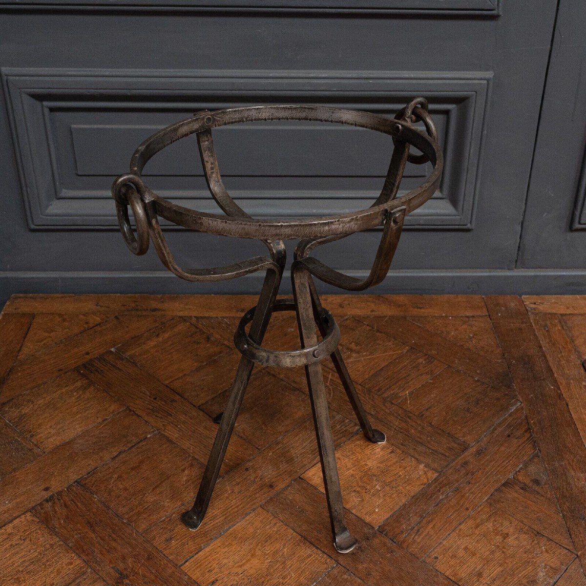 4-legged Ironwork Pedestal Table In The Style Of Adnet