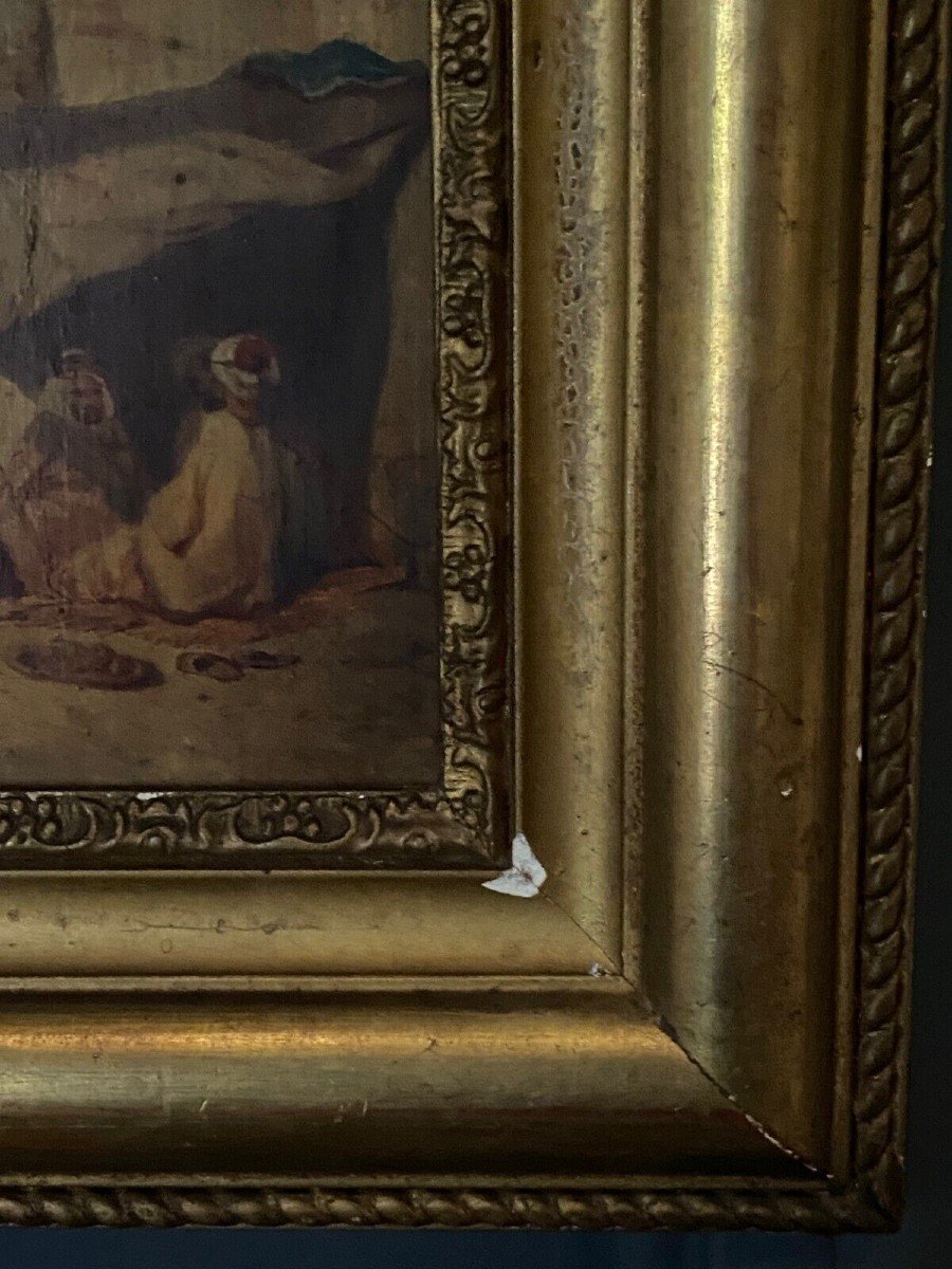 Oil On Orientalist Panel Street Scene Early 20th Century-photo-4