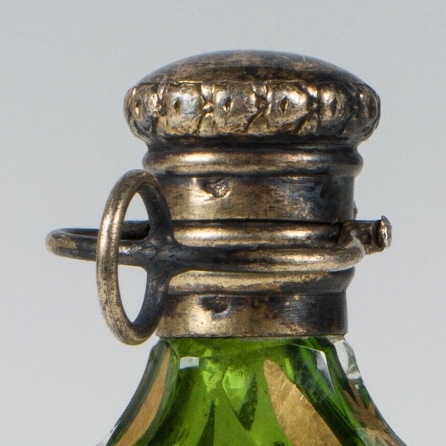 Glass Salt Bottle Enhanced With Gold, 18th Century Silver Cap -photo-7