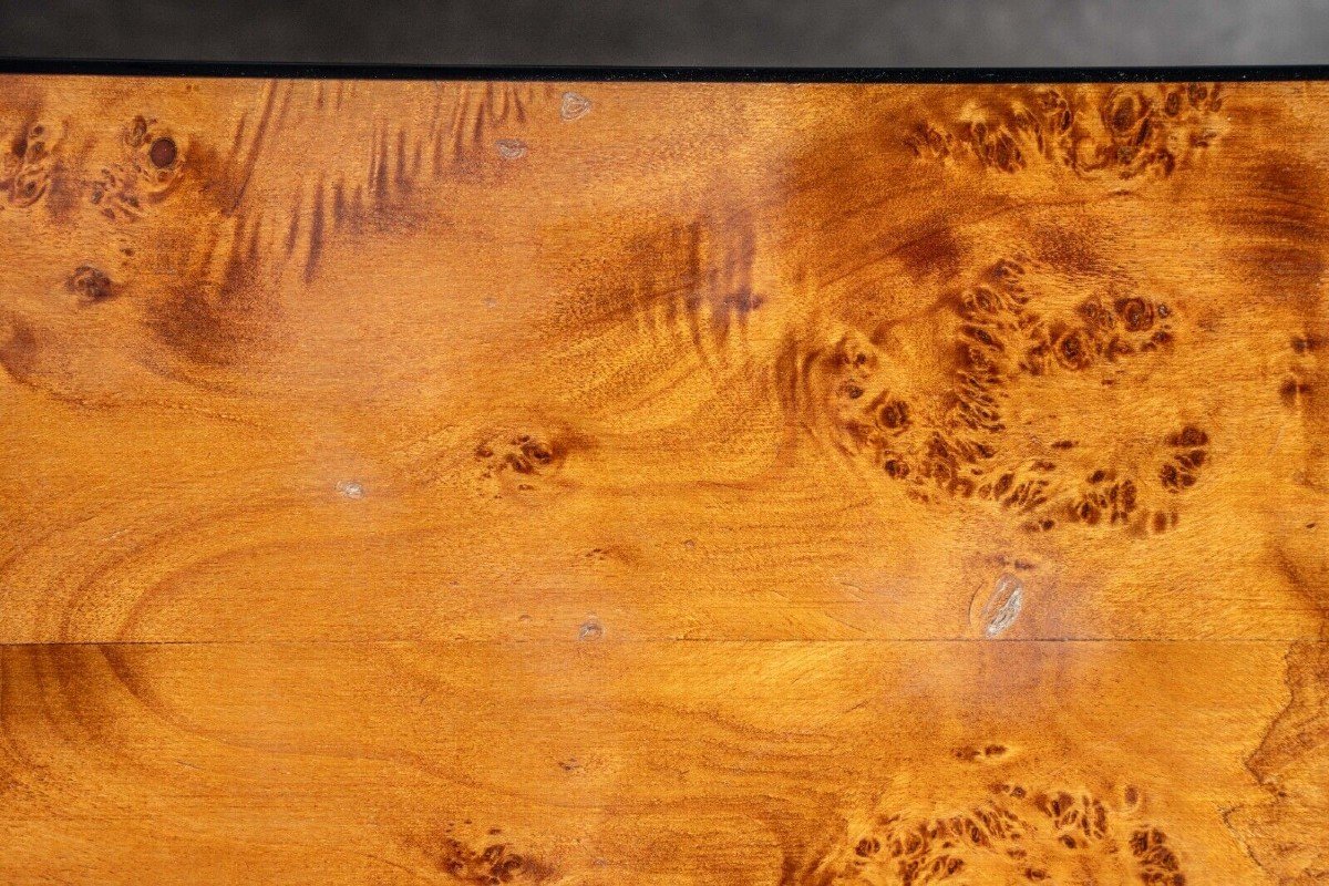 Coffee Table 1980 In Burl And Black Lacquered Wood 1980-photo-2