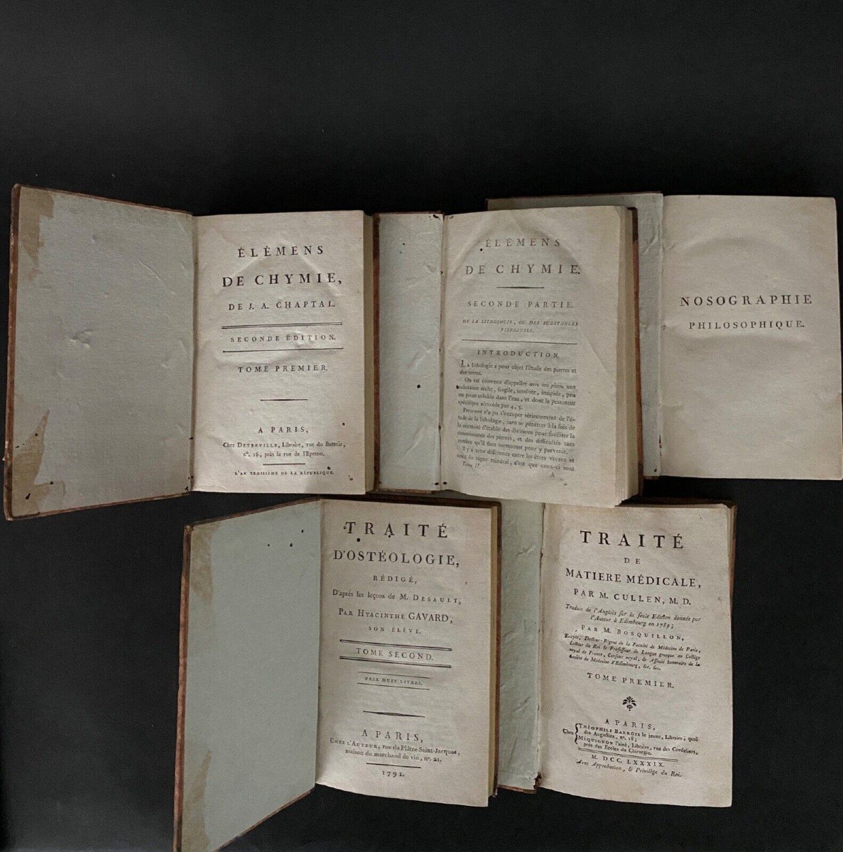11 tomes livres médicaux ostéologie chirurgie chimie nosographies 1790 -photo-1