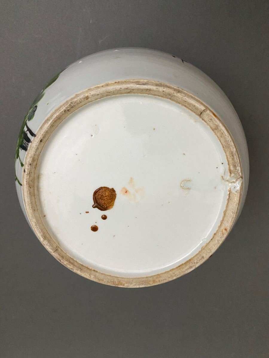 20th Century Chinese Porcelain Covered Pot With Bird Decoration Markings-photo-3