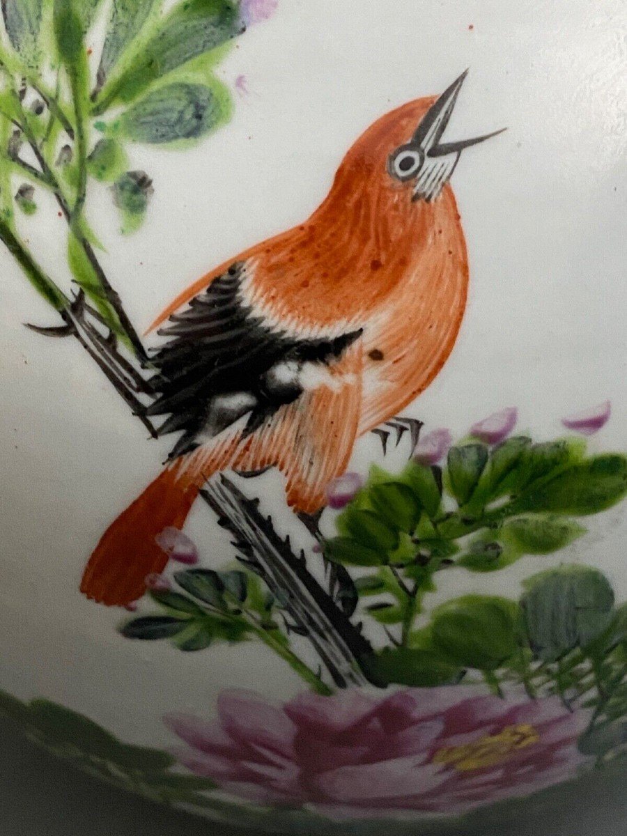 20th Century Chinese Porcelain Covered Pot With Bird Decoration Markings-photo-5