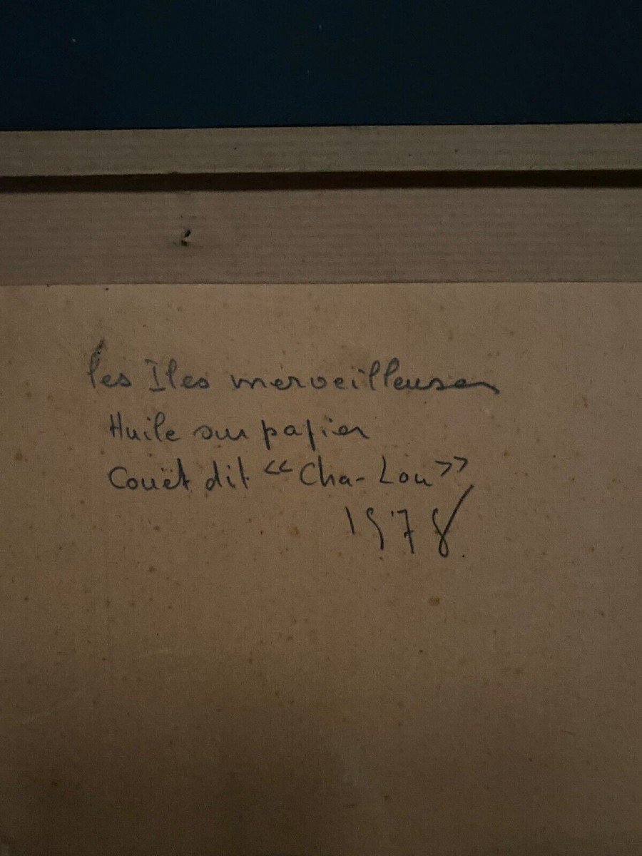 Surrealist Drawing Nicole Cha-lou (couet Said) 1978 The Merveilleuses Islands-photo-1