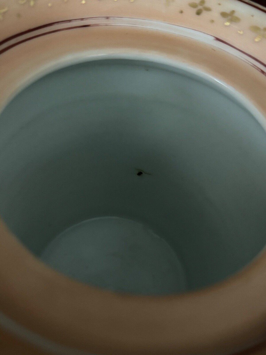 Cache-pot époque Louis-Philippe décor romantique XIXe fond vert-photo-4