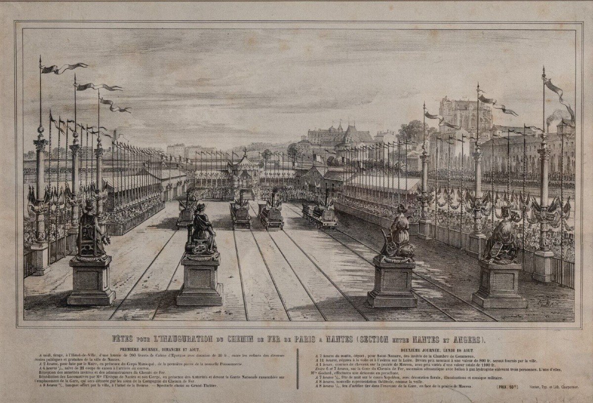 Gravure par Charpentier Nantes Inauguration du Chemin de Fer en 1851-photo-2