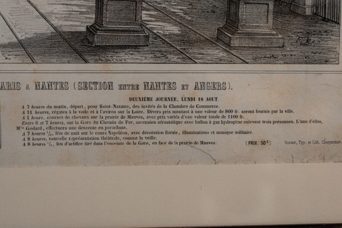 Engraving By Charpentier Nantes Inauguration Of The Railway In 1851-photo-1