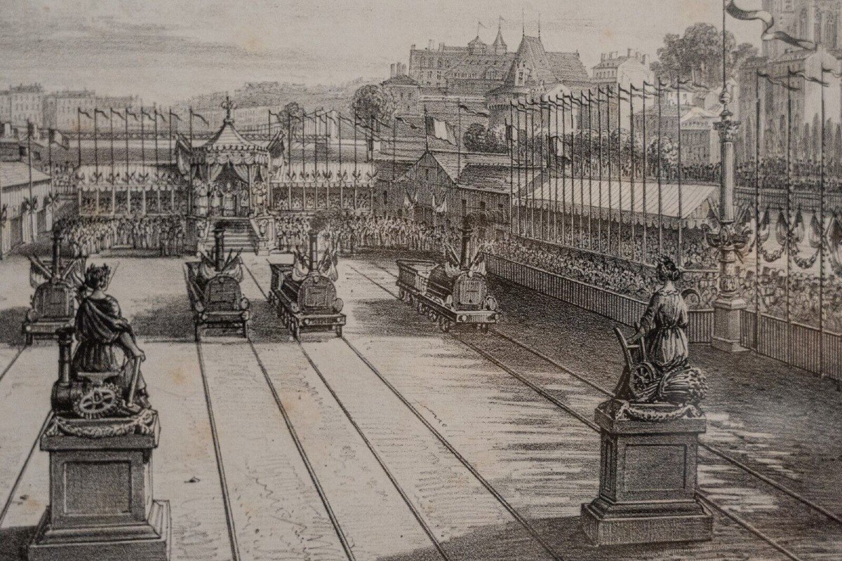 Gravure par Charpentier Nantes Inauguration du Chemin de Fer en 1851-photo-2
