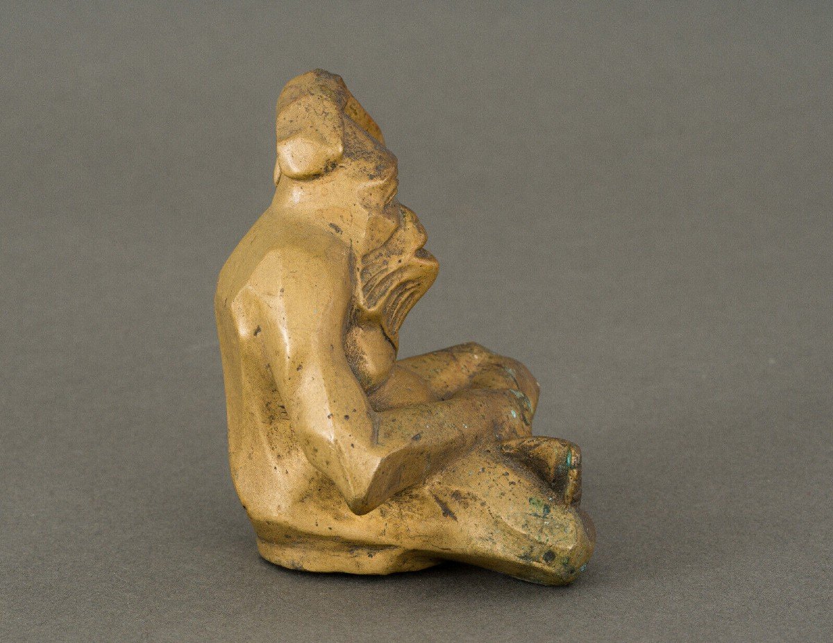 Sujet en bronze représentant un singe XXe patine brun clair 1930-photo-4