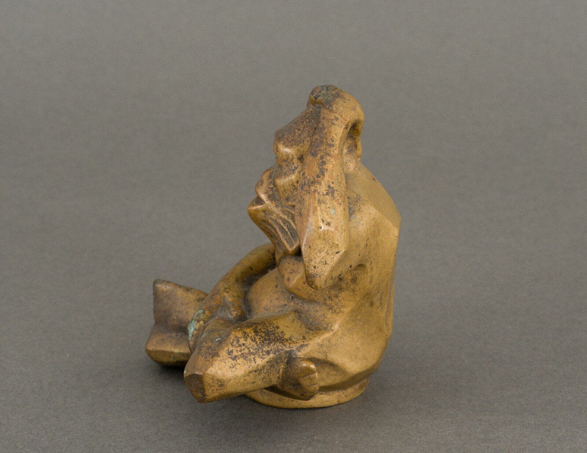 Sujet en bronze représentant un singe XXe patine brun clair 1930-photo-3