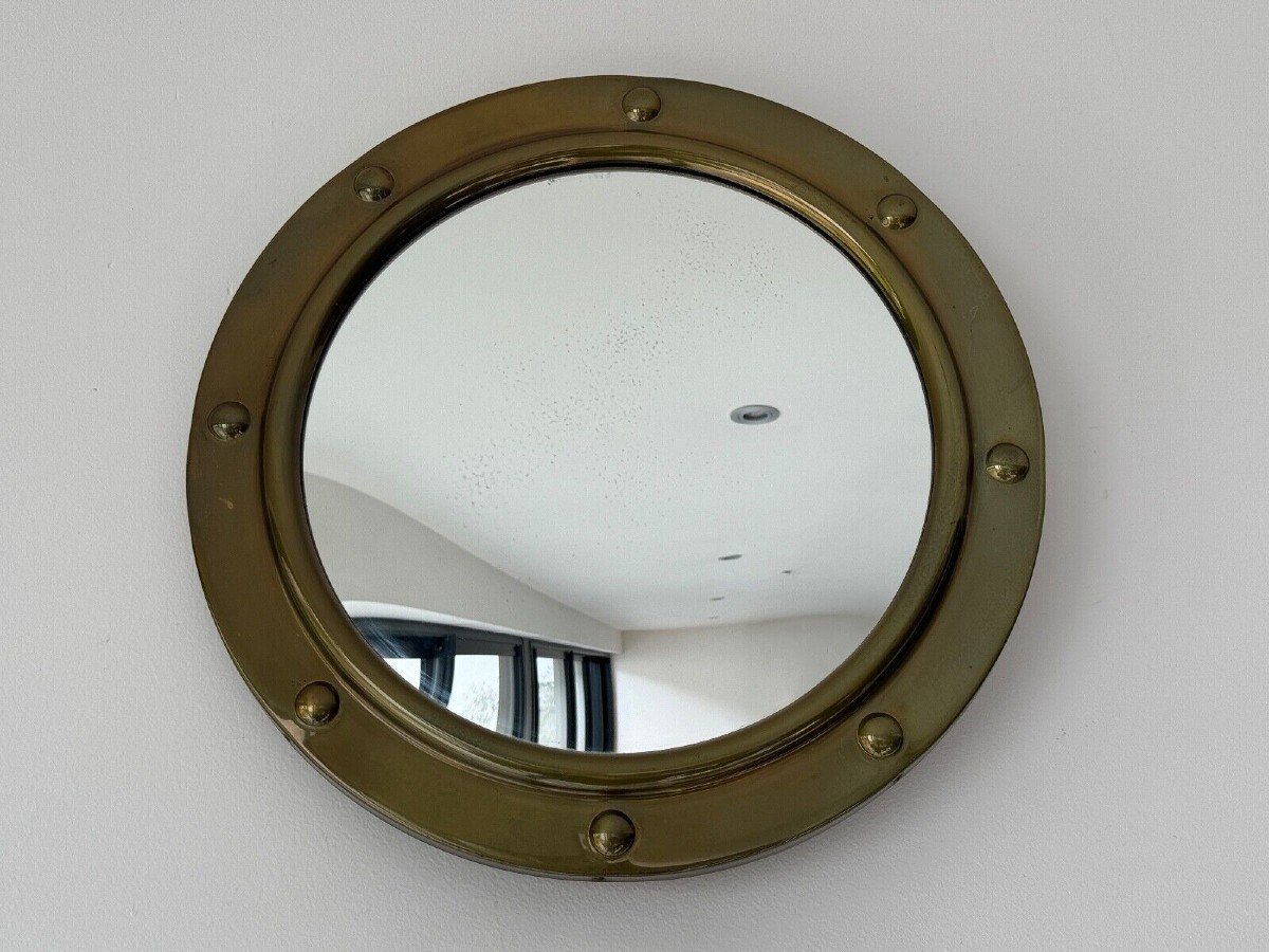 Witch Mirror 1960 Brass Surround With Cabochons-photo-2