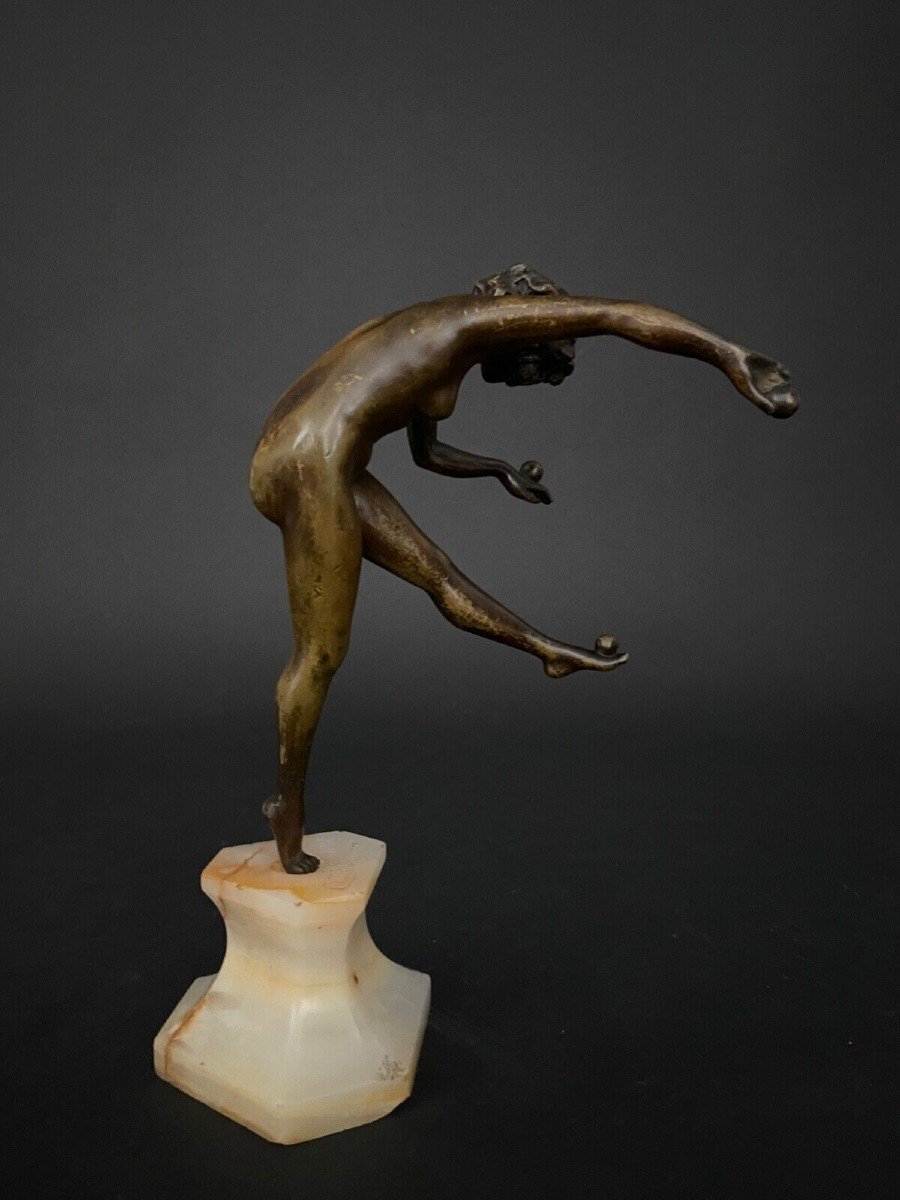 Bronze Dancer By Claire Jeanne Roberte Colinet Art Deco Juggler-photo-3