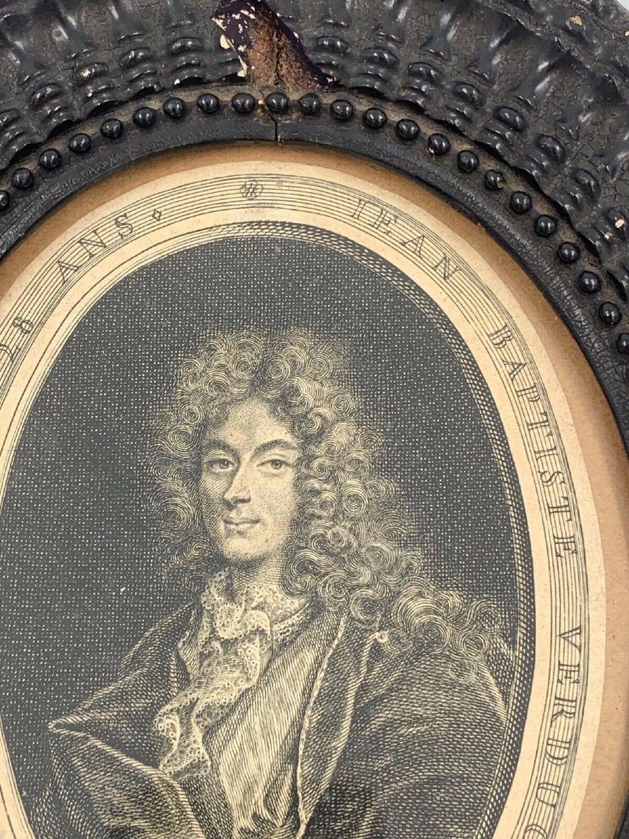 17th Century Engraving Jean-baptiste Verduc Period Frame By Drevet And Charpentier-photo-6